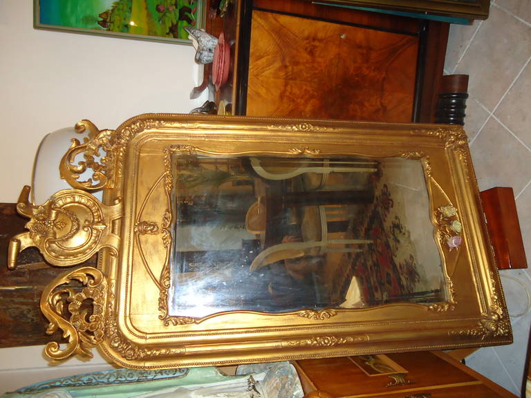 Spectacular Early Biedermeier Large Gilded Mirror