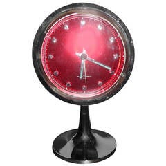 Retro Sputnik Design, Mid-Century Modern Mechanical Alarm Clock on Stand