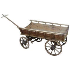 Small 19 th c  European Antique Farm Cart