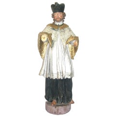 19th Century European Wood Sculpture of Saint Nepomuk