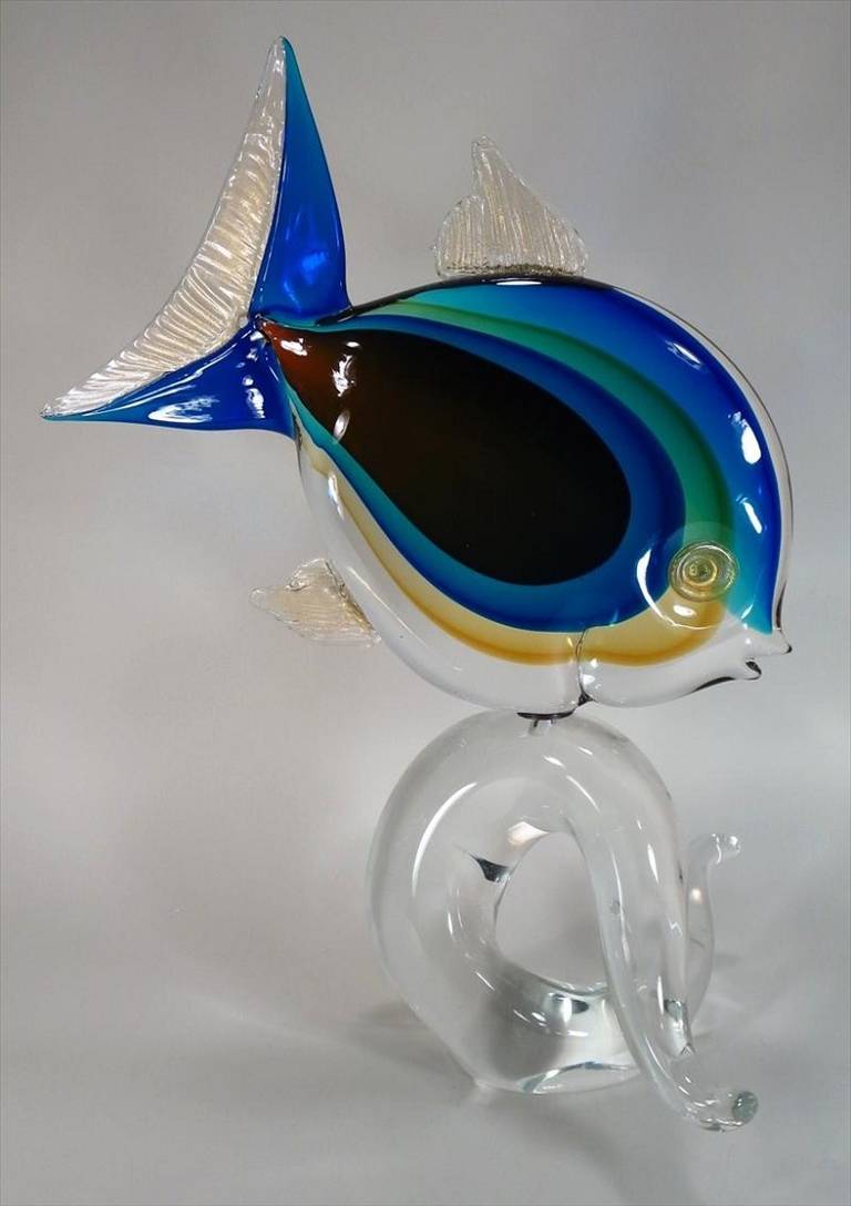 SALE-Oscar Zanetti Italian Modern Glass Fish Sculpture In Excellent Condition For Sale In Boca Raton, FL