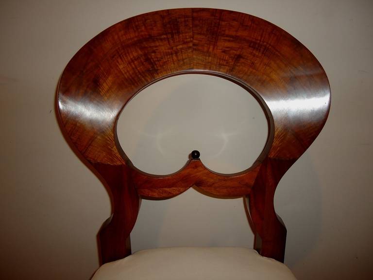 Classical Elegance- Pair of Austrian Walnut Biedermeier Chairs For Sale 1