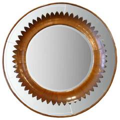 Superb Fontana Arte Walnut Petals, Mid-Century Modern Mirror