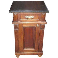 Antique 19 th  Walnut  Nightstand with Black Marble Top