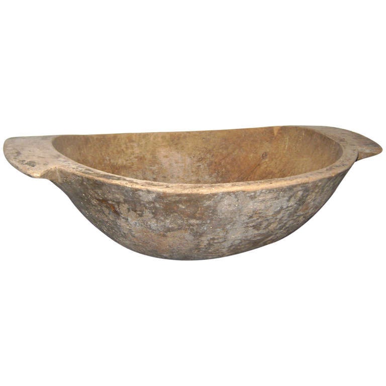 19th Century Large Rustic Wooden Dough Oval Bowl at 1stdibs