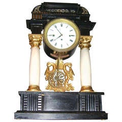 19 th c Biedemeier Portico Mantel Clock