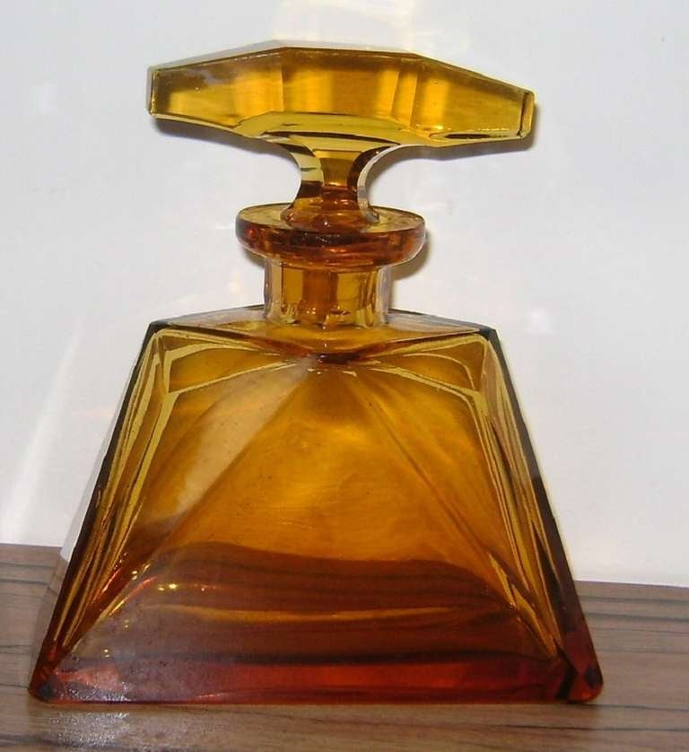 amber glass large Art Deco perfume bottle