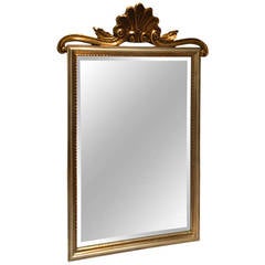 Hollywood Regency Silvered Mirror with Gilt Gold Crown, 20th Century