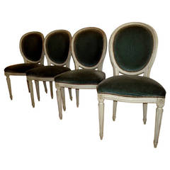 Set of 4  19 th c  Gustavian c Medalion Chairs