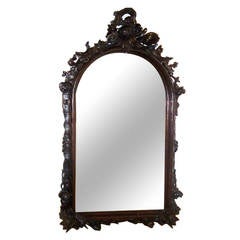 Unique Splendid 19 th c Italian Handcarved Floor Mirror