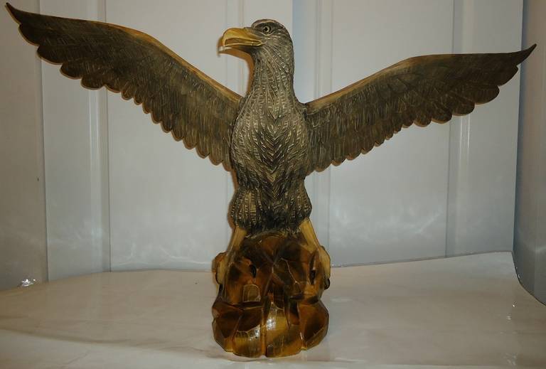 Majestic Russian Handcarved Eagle Sculpture