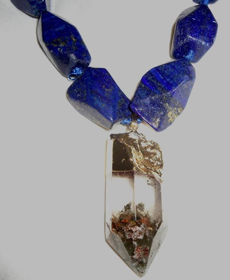 SALE- Spectacular Sodalite Quatrz Necklace In Excellent Condition For Sale In Boca Raton, FL