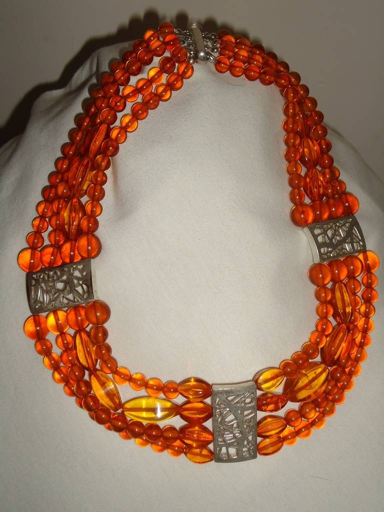 Spectacular  Antique Baltic Translucent Honey Amber Necklace