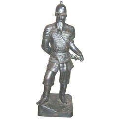 Russian Iron Sculpture of a Warrior - Jermak, signed 20th c