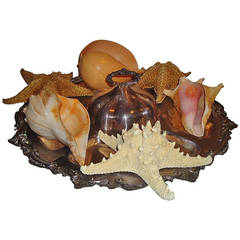 Vintage Spectacular Large Seashell Starfish Silverplate Platter