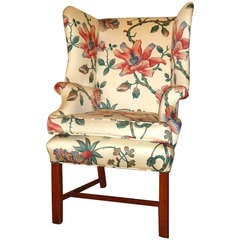 Spectacular Floral Silk Wing Back Armchair Mid Century Modern