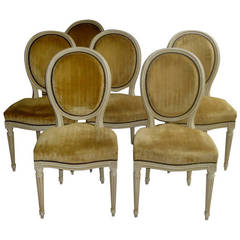 SALE-Set of 6  Louis XVI Style 19 th c Velvet medalion Chairs