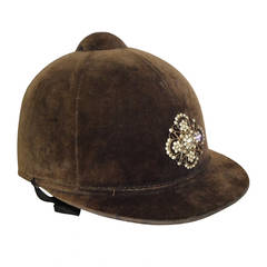 Vintage  Velvet  Riding Hat-Jockey Cap with Silver Brooch