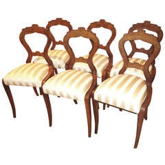 Antique SALE!-Exceptional Set of 6 Viennese  Early Biedermeier Walnut Chairs