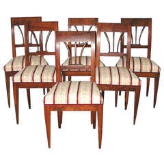 Rare Set 6 Viennesee Biedermeier Solid Walnut Chairs 1840