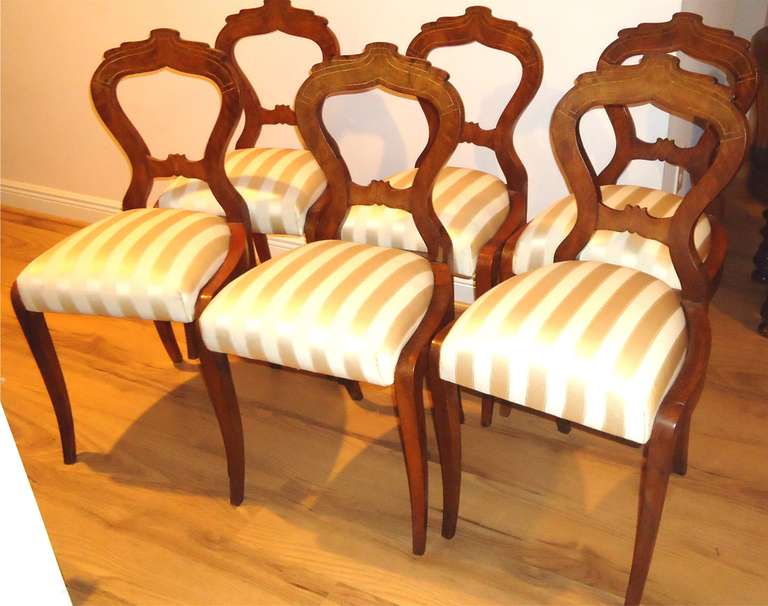 SALE!-Exceptional Set of 6 Viennese  Early Biedermeier Walnut Chairs