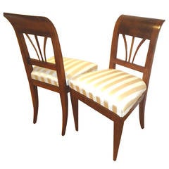 Pair of  Classical Austrian Biedermeier  1840 Walnut Chairs
