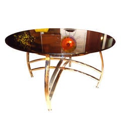 Milo Baughman  Chrome  Black Glass Dining Table