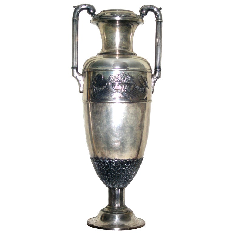 Large Vienna Secession Silverplate Vase Lamp