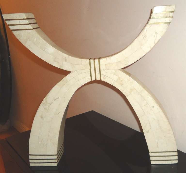 Maitland Smith Tasselated Stone Candlestick w Bronze