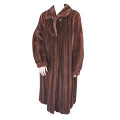 Vintage Russian Brown Mink Swing 3/4 Length Fur Coat