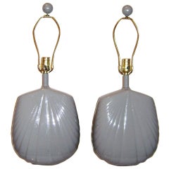 Shell  Shape Ceramic Pair of Lamps
