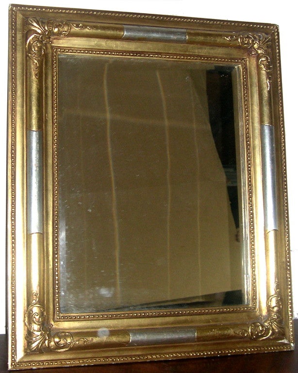 Gustavian Antique 19 th c Gold and Silver Mirror