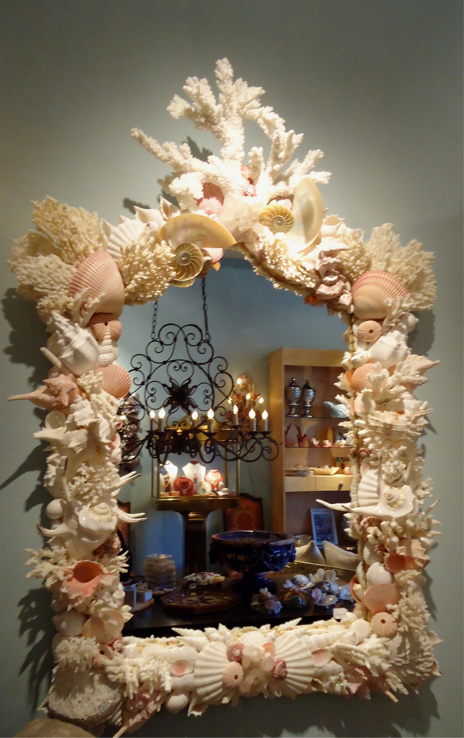 Gorgeous Seashell and Coral Mirror