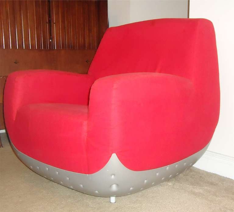 Fantastic Domodinamica swing - turn chair in red cotton fabric