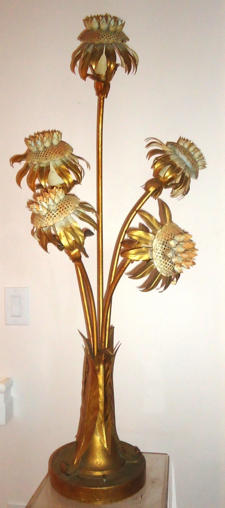 Beautiful and Decorative maison Jansen Large Flower Lamp