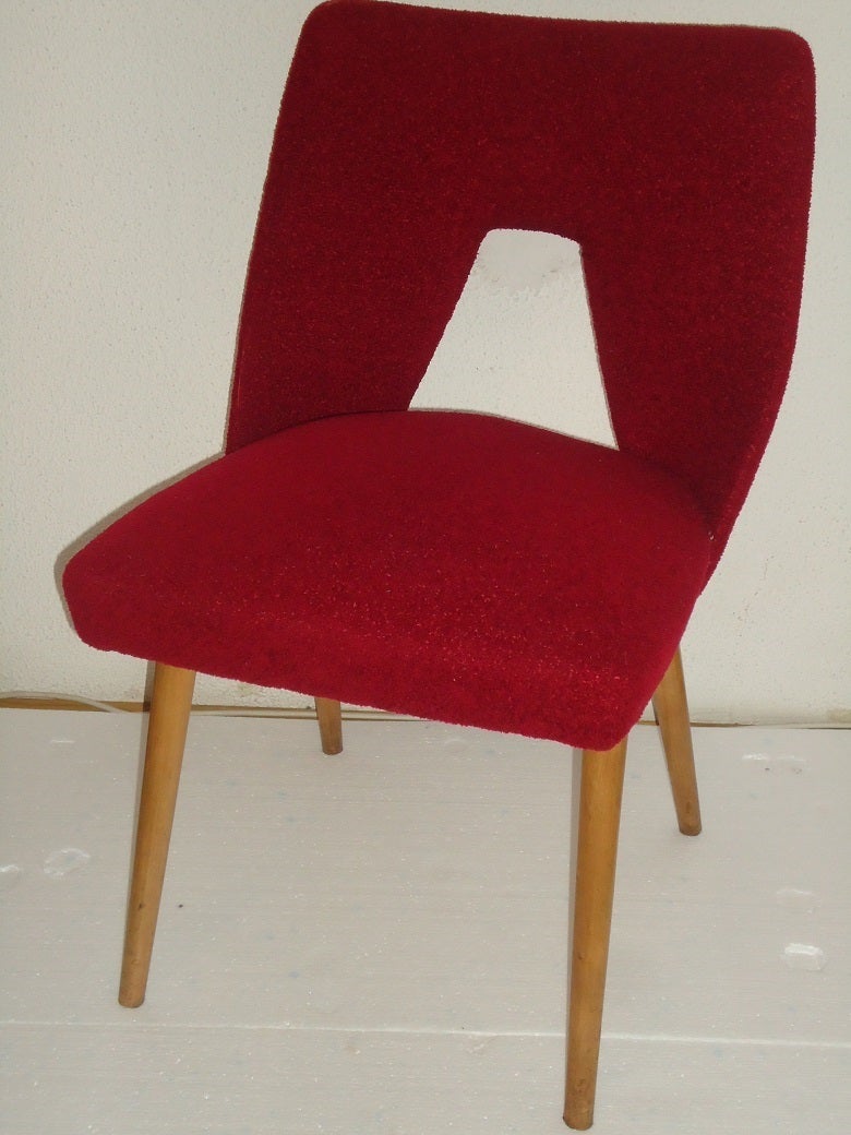 Fabric Italian Pair Mid-Century Modern Vine Red Chairs Carlo di Carli style For Sale