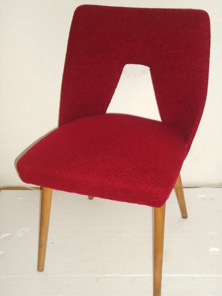 Mid-20th Century Italian Pair Mid-Century Modern Vine Red Chairs Carlo di Carli style For Sale