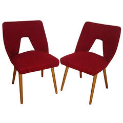 Italian Pair Mid-Century Modern Vine Red Chairs Carlo di Carli style