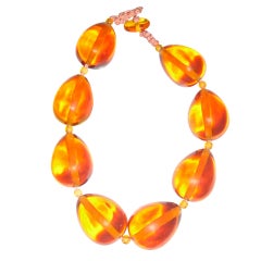 Glam Lucite Huge Chunks Necklace, Mid-Century Modern