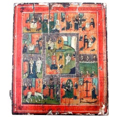 1800 Russian Antique Icon Life of Saints