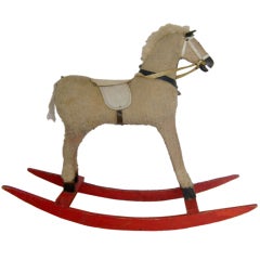 19 th c Antique Toy White  Rocking Horse