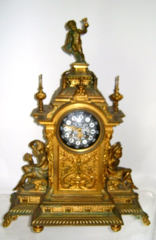 Superb 19 c Bronze Figurative Mantel Clock.