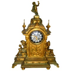 Superb 19 c Bronze Figurative Mantel Clock.