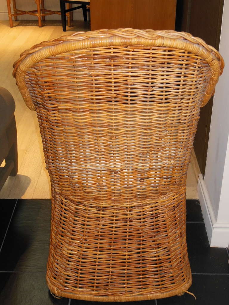 American Michael Taylor Wicker Arm Chair For Sale