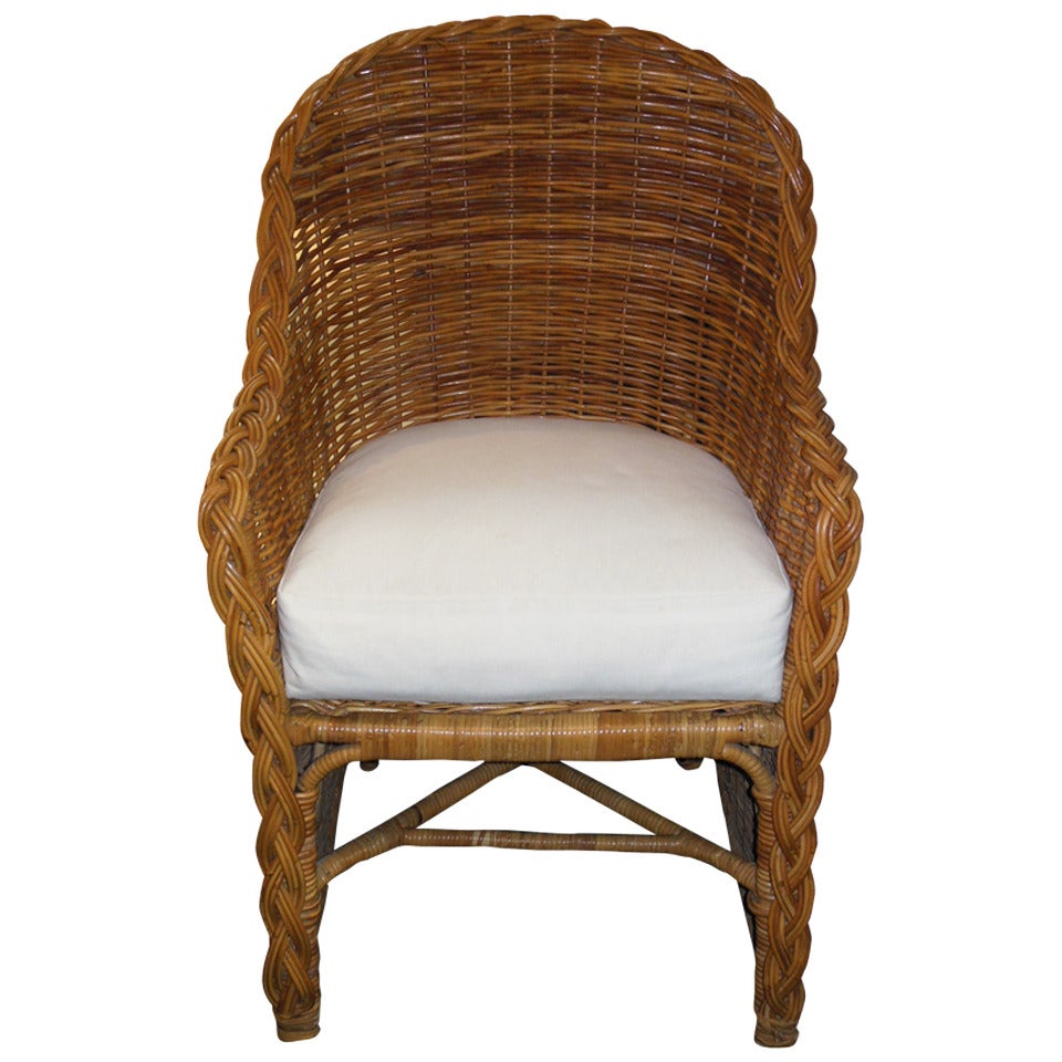 Michael Taylor Wicker Arm Chair For Sale