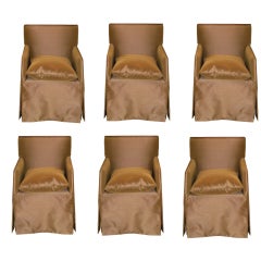 Set of Six Upholstered Arm Chairs by Saladino