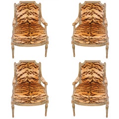 Set of Four French Antique Bergere Chairs