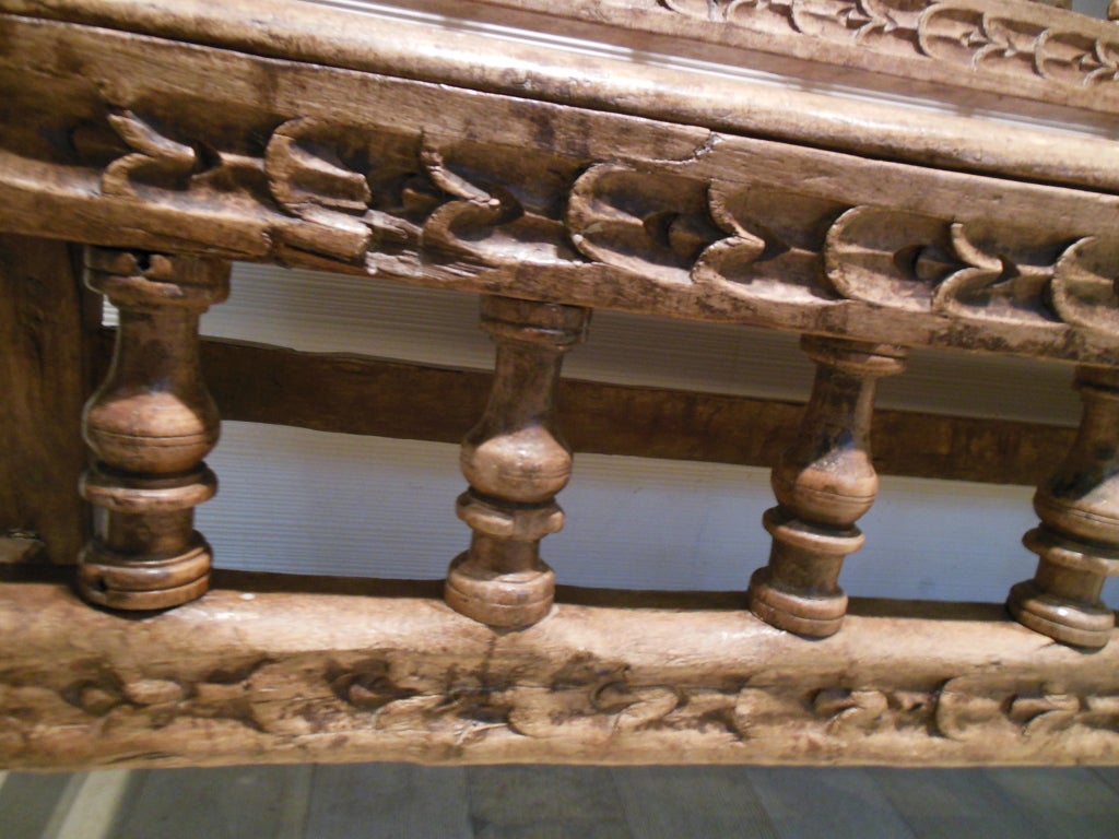 Hand Carved, antique Sabino wood bench