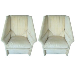 Set of Two Upholstered Lounge Chairs by Saladino for Baker
