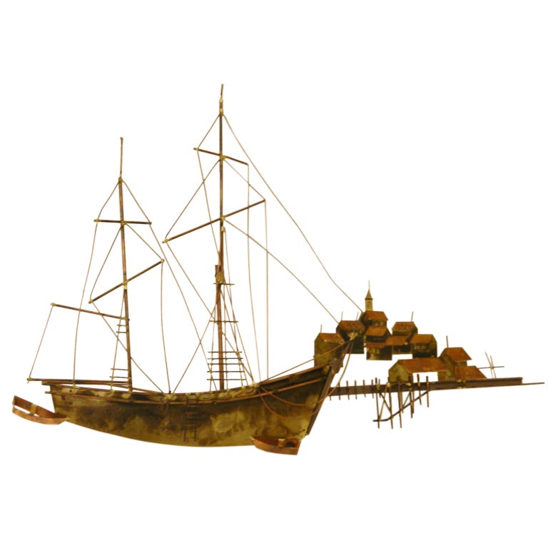 Metal Wall Sculpture by C. Jere For Sale